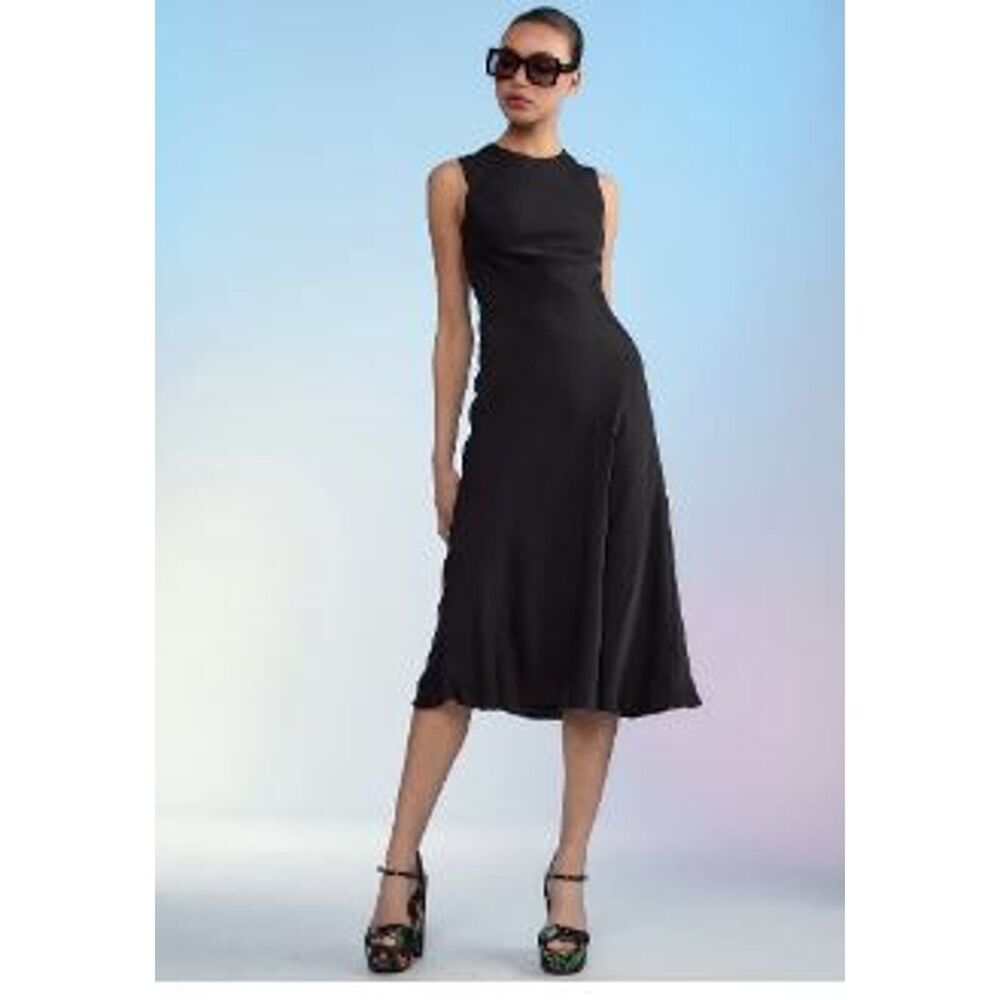 Cynthia Rowley Women's Silk Bias Sleeveless Dress 495 Black Sz 0